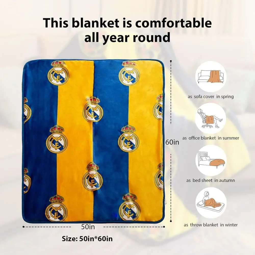 Real Madrid Silk Touch Sherpa Lined Throw Blanket Official Lic Team Logo 50 x 60